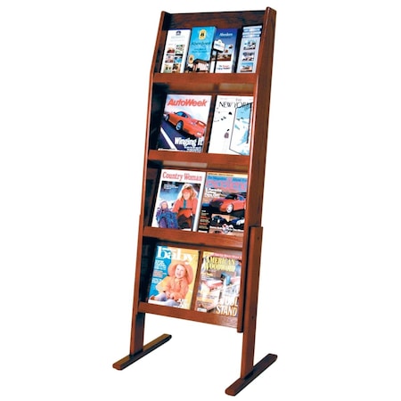 Wooden Mallet 4 x 4 in. Slope 16 Pocket Standing Literature Display Mahogany LD49-16FSMH